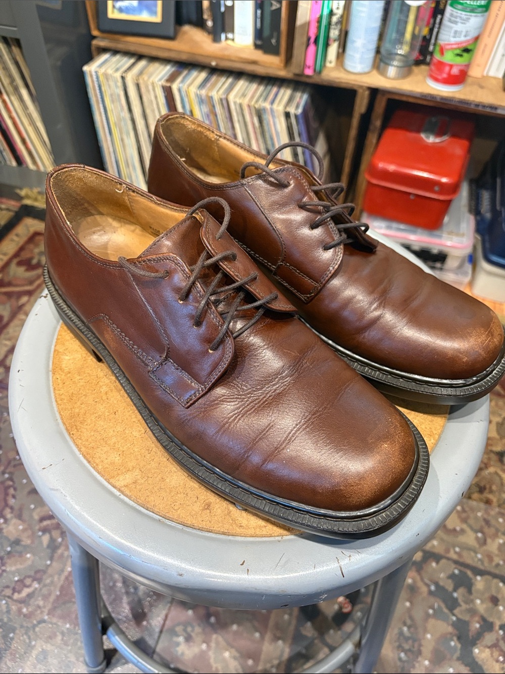 Clarks Men's Brown Leather Lace-Up Dress Shoes - size 10